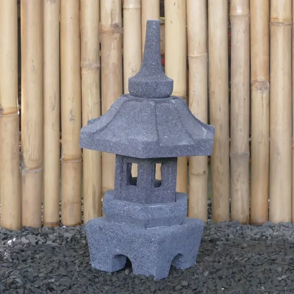 Product image 3 of the product “Japanese style Garden Lantern, made from Andesit Stone. Multipart. 50 cm Height, Roof is 30 cm width. ”